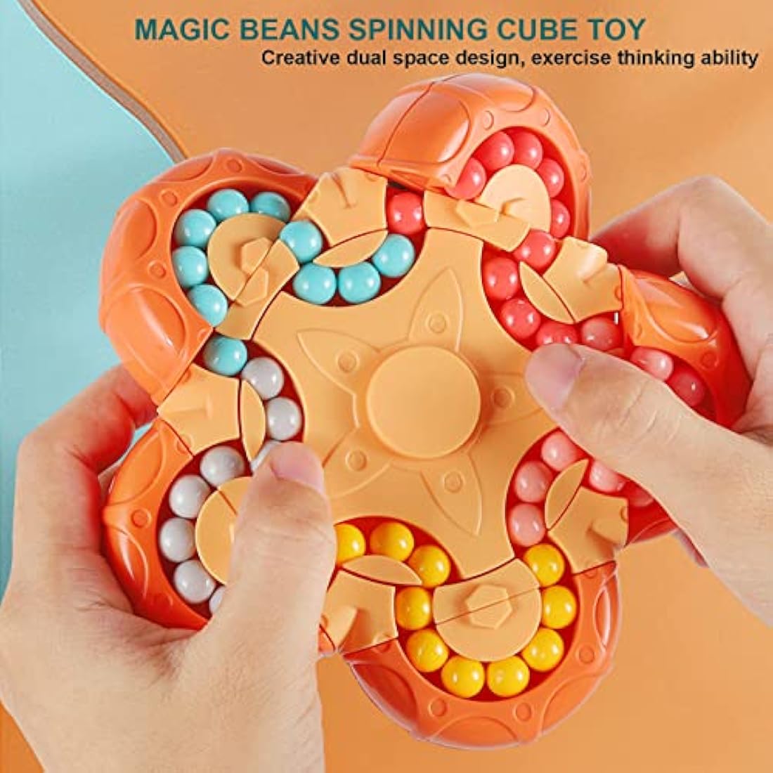 jiuhao Magic Bean Rotating Cube Toy,Fidget Toy Spinner Ball Sorting Game Puzzle Brain Training Handheld Spinning Decompression Toy,Jigsaw Bean Toy Gifts for Kids,Teens,Adults Rotating Finger Cube Toy