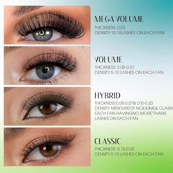 Easy Fan Lash Extensions 0.07mm 12mm D curl Russian Volume Noir Lash Tray Automatic Flowering Blooming Self Fanning Lashes 3D 4D 5D 6D 8D Long Individual Volume Lashes Gemerry Lash(0.07-d curl-12mm)