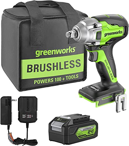 Greenworks GD24ID3 Cordless Impact Drill Driver with Brushless Motor, 2800rpm, 4000ipm, 300Nm Torque 1/4" Hex Chuck WITHOUT 24V Battery & Charger, 3 Year Guarantee