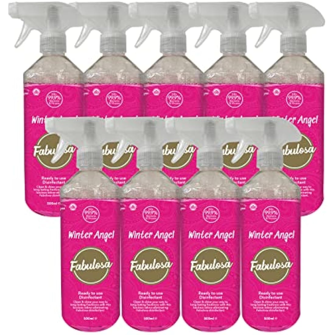 Fabulosa Multi Purpose Antibacterial Spotless Kitchen Cleaner Disinfectant Trigger Spray with Lasting Fragrance, 9 Pack, 500ml, Winter Angel (Packaging may vary)