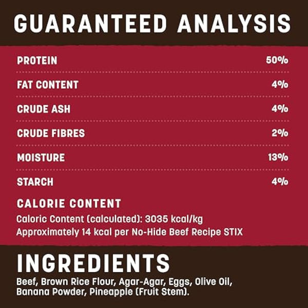 Earth Animal No Hide Dog Chews Natural Long Lasting Dental Sticks for Small Dogs Training Treat Gift - Beef, Stix, 10 Pack (45g)