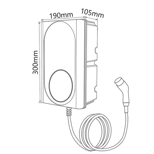 evec VEC01 | EV charger | Electric Vehicle Charger | Type 1, Type 2 | 7.4kW | Untethered | Single Phase | Wall Mount | EV Home Charger| Level 2 Charger | Black, 30x19x12.6cm