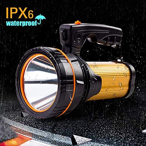 MAYTHANK LED Torch Super Bright Rechargeable Big Capacity10000ma Long Lasting, Powerful High Powered Spotlight Flashlight Long Range 800 Yards, Handheld Searchlight Waterproof (No Side Lantern)
