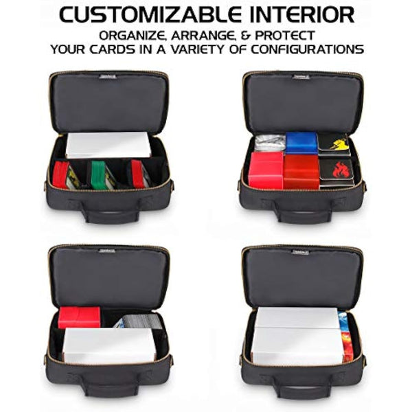 ENHANCE MTG Card Box Storage Case - Deck Holder Card Carrying Case Compatible with Magic MTG Cards, Pokemon Trading Cards, Cards Against Humanity, & Other Card Games - Includes Pencil Loops & Pockets