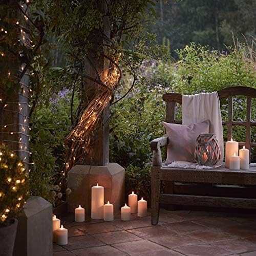 Lights4fun Set of 3 TruGlow® Outdoor Waterproof Flameless LED Pillar Candles – Battery Operated with 6-Hour Timer – Weatherproof Garden Lights for Patios, Balconies & Events