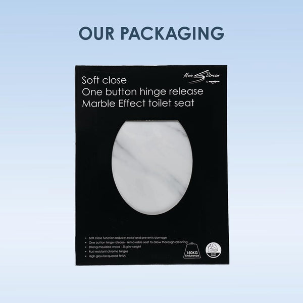 AQUALONA® Luxury Soft Close Toilet Seat - Moulded Wood - Stainless Steel Slow Close Hinges - Click, Lift & Clean Technology (Bamboo Toilet Seat)