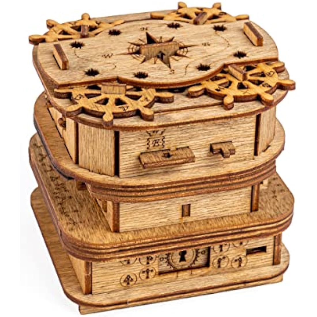 iDventure Cluebox - Davy Jones Locker - Escape Room Puzzle Box - 3D Wooden Puzzle for Adults - Brain Teaser - Birthday Gift for Men - Money Box