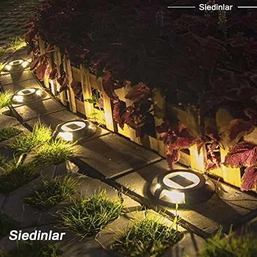 Siedinlar Solar Deck Lights Outdoor Waterproof Ground Light Solar Lights Outdoor Garden for Pathway Driveway Step Dock 4 Pack (Warm White)
