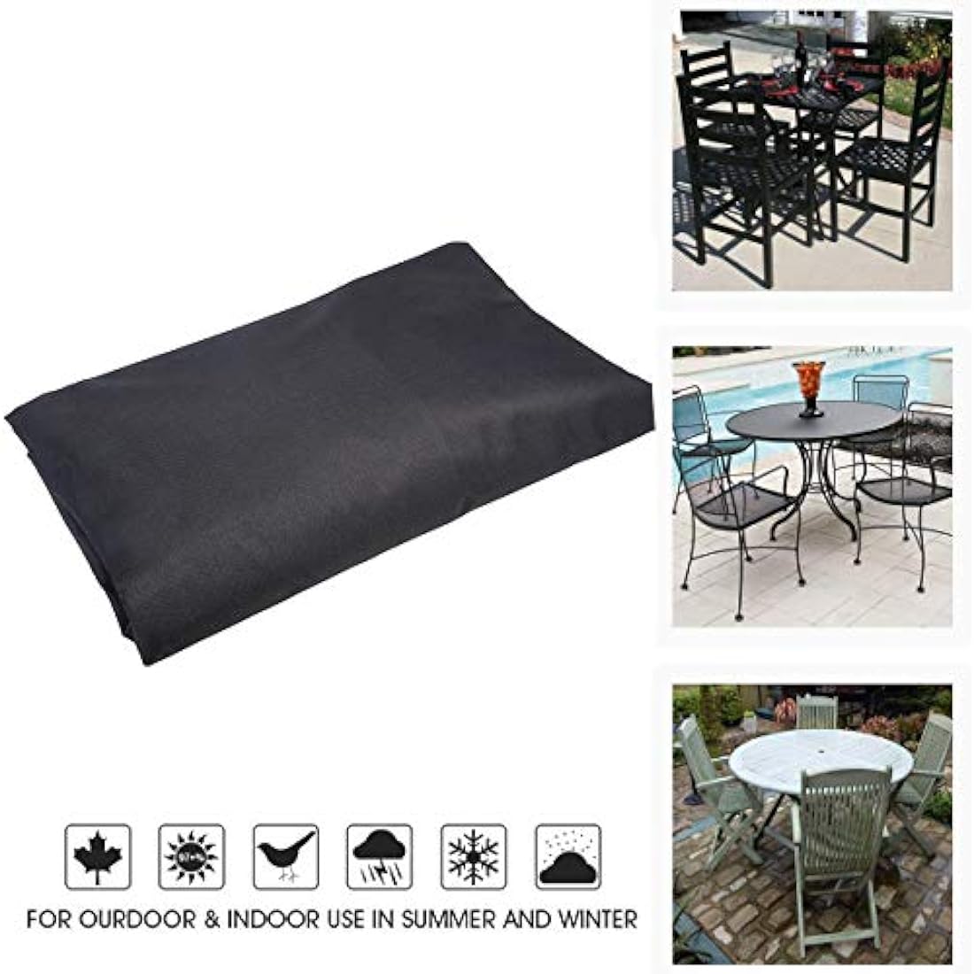 Ankier Garden Furniture Covers, Waterproof, Anti-UV, Heavy Duty 420D Oxford Fabric Rattan Furniture Cover for Cube Set, Patio, Outdoor (125x125x74cm) - Black