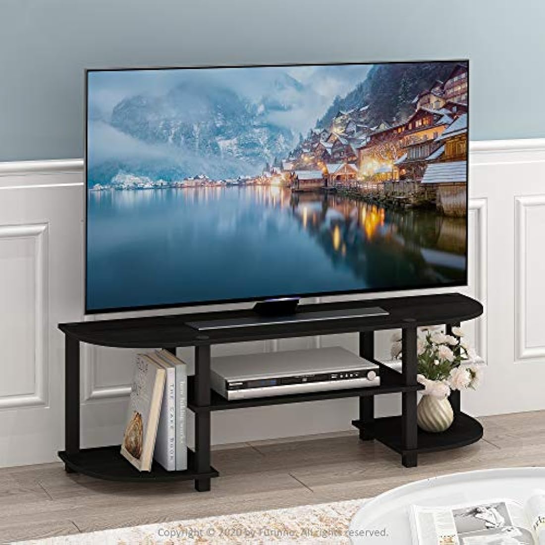 Furinno Turn-S-Tube Wide TV Entertainment Center, TV Unit, TV Stand, Espresso/Black, 120 (W) x 40 (H) x 34 (D) cm