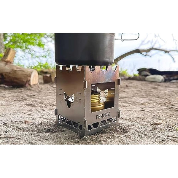 FENNEK Hobo Solo Portable Stove, 100% Stainless Steel, Made in Germany, 267g, Wood Fuel