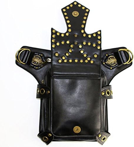 FiveloveTwo® Steampunk Vintage PU Leather Waist Pack Hiking Fanny Pack Small Purse Multi-purpose Tactical Drop Leg Arm Shoulder Bag with Hip Belt