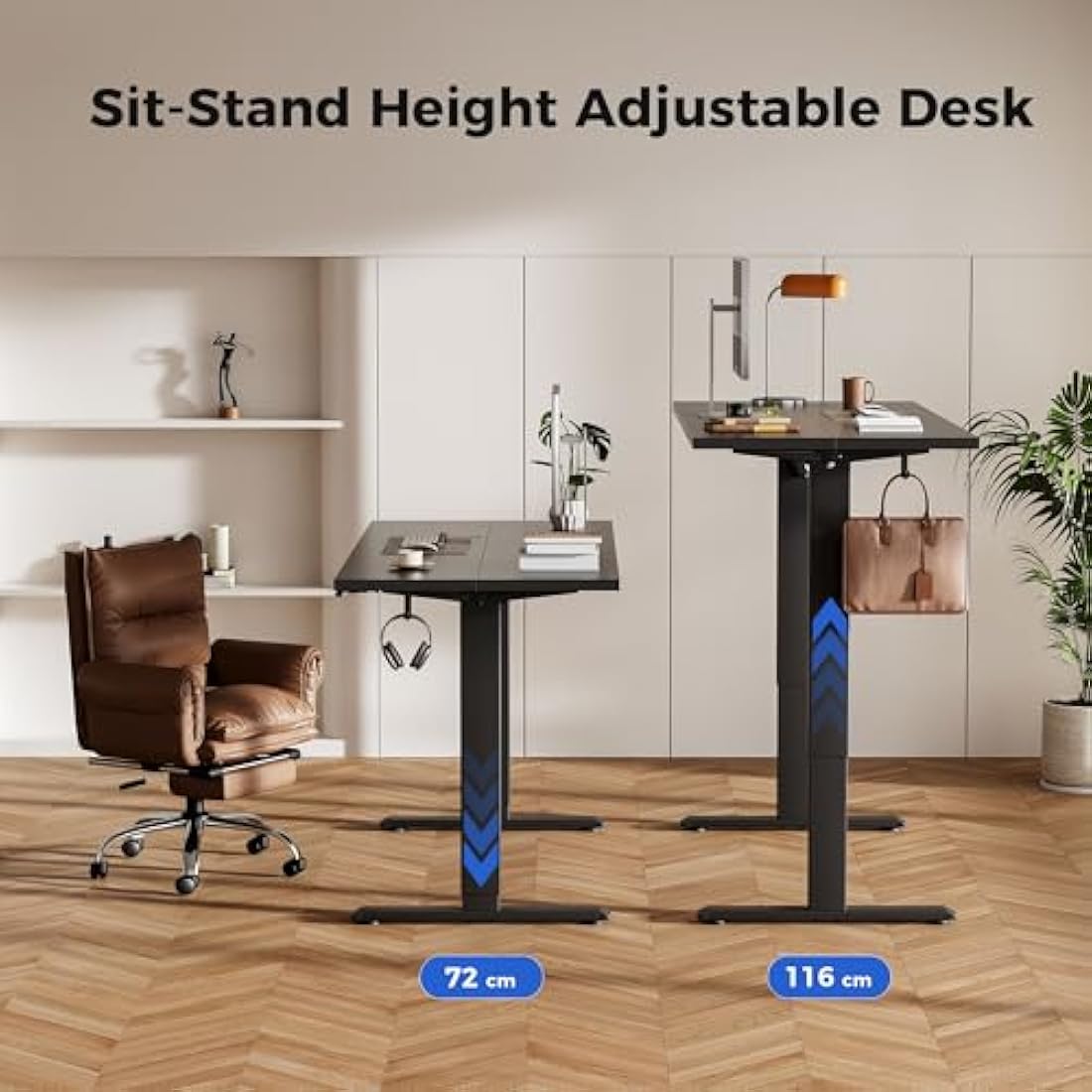 Agilestic Electric Standing Desk, 100 x 60 cm Height Adjustable Sit Stand Desk with Splice Board and Memory Smart Pannel, Home Office Desks, Black