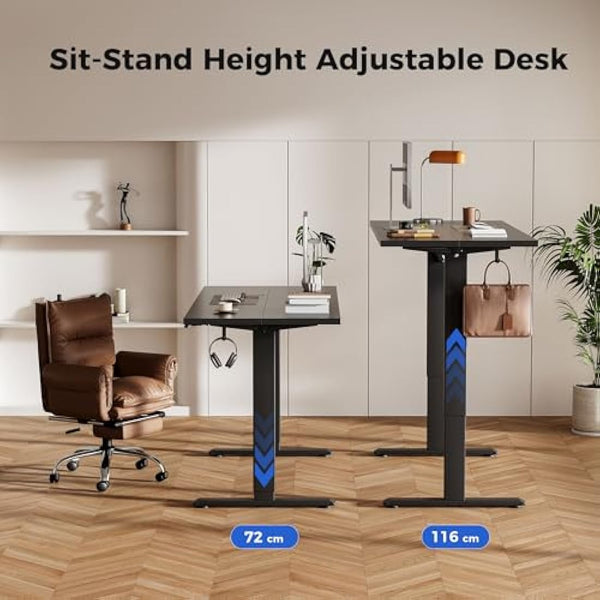 Agilestic Electric Standing Desk, 100 x 60 cm Height Adjustable Sit Stand Desk with Splice Board and Memory Smart Pannel, Home Office Desks, Black