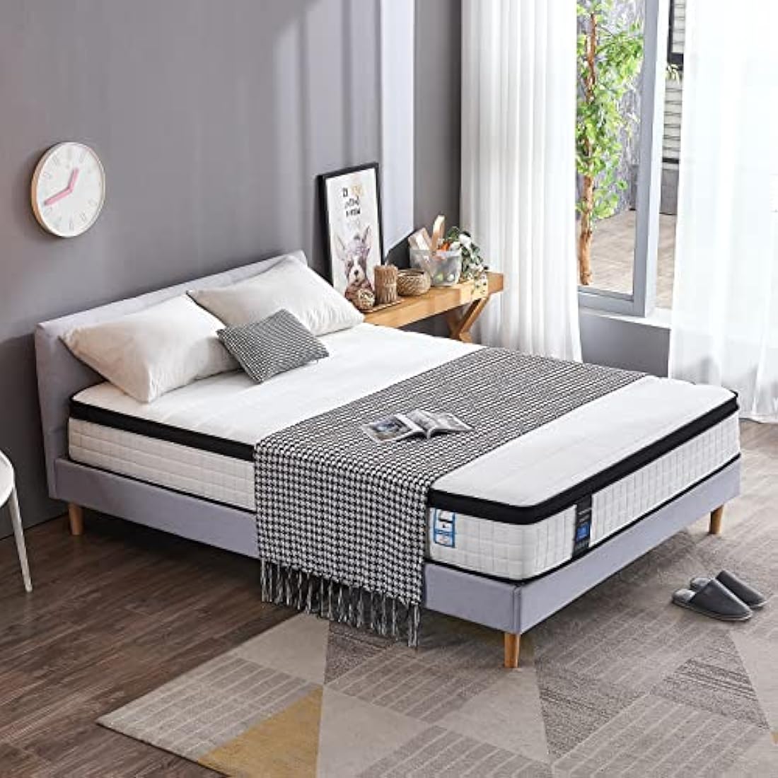 Inofia King Size Mattress, 10.6 Inch Hybrid Mattress with Aeroshield Memory Foam and NexusArc Pocket Sprung,Cozy and Breathable Fabric,The Elegant Collection,King(150×200×27cm)