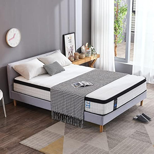 Inofia King Size Mattress, 10.6 Inch Hybrid Mattress with Aeroshield Memory Foam and NexusArc Pocket Sprung,Cozy and Breathable Fabric,The Elegant Collection,King(150×200×27cm)