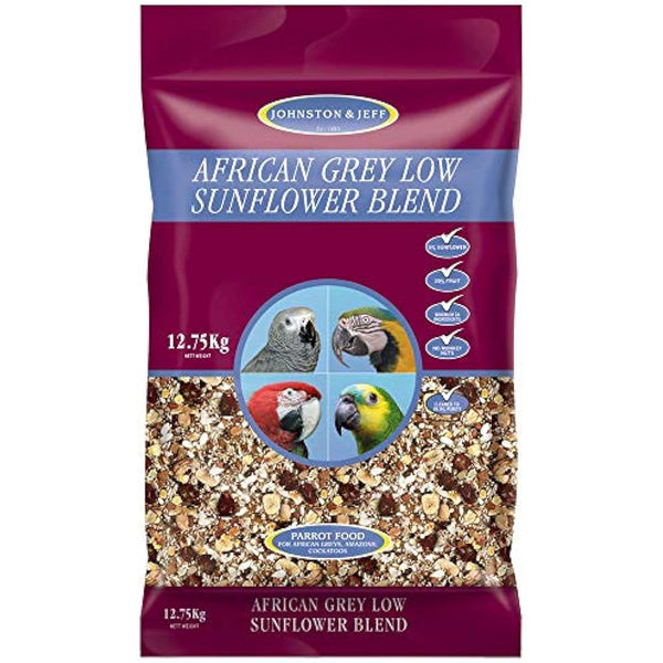 Johnston & Jeff Low Sunflower Diet for African Greys Parrot Food, 12.75 kg