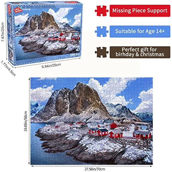 HUADADA Jigsaw Puzzles for Adults 1000 Piece Jigsaw Puzzles for Adult,JigsawPuzzle 1000 Pieces for Adults Challenging Puzzle Games（Hamnoy Fishing Village）