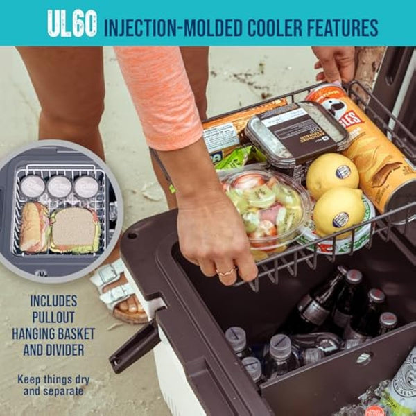 ENGEL Ultra-Light 56.8 L Cooler Box - Injection Molded Cool Box Large Enough for 80 Cans, Keeps Ice up to 7 Days, Camping Cooler Suitable for Picnics, Festivals, Beach & Travel, 75 x 45.7 x 43.2 CM
