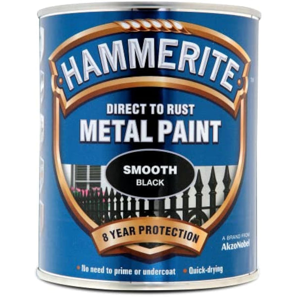 Hammerite Direct to Rust Metal Paint - Smooth Black Finish 750ML
