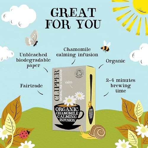 Clipper Organic Chamomile Tea Bags | 120 Infusion Teabag Sachets (6 x Boxes of 20) | Bulk Buy for Home & Catering | Caffeine-Free Herbal Tea Bags | Eco-Conscious, Natural, Unbleached & Biodegradable