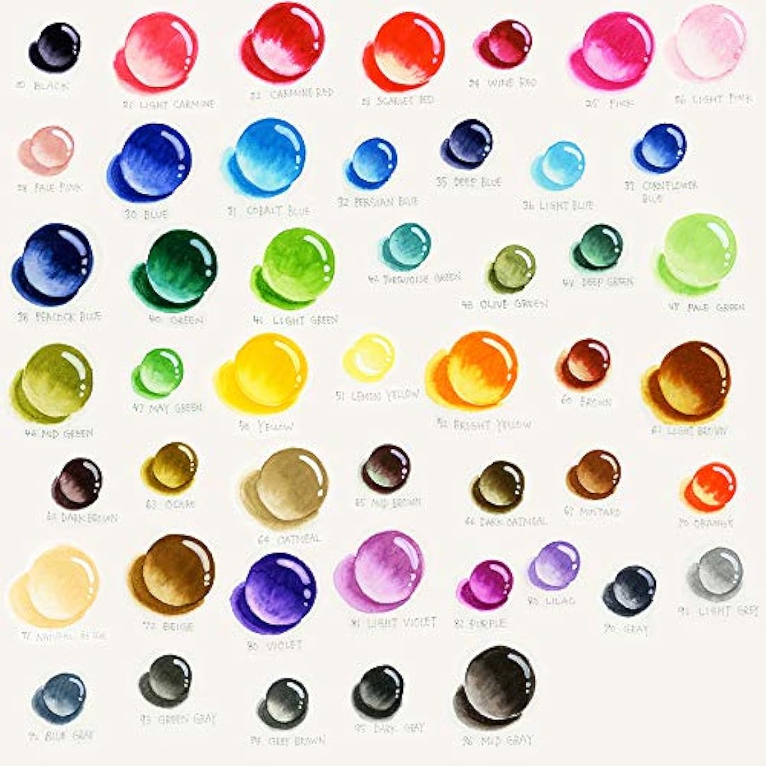 Kuretake Clean Color Real Brush Watercolour Brush Pens (Set Of 48 Colours)