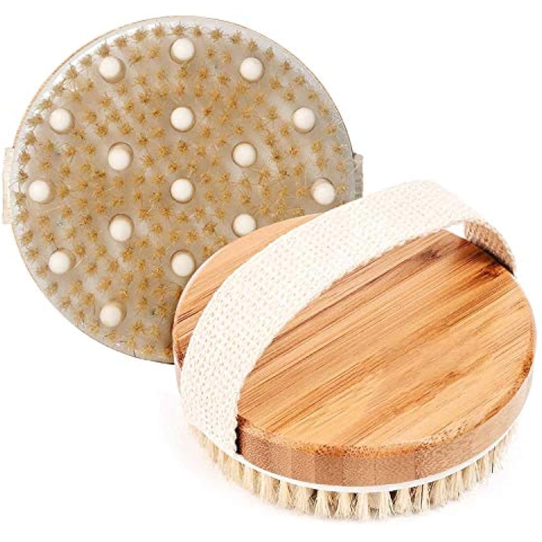 Mytlp Bath Body Brush Natural Bristles with Massage Nodules Reducing Cellulite Toxins