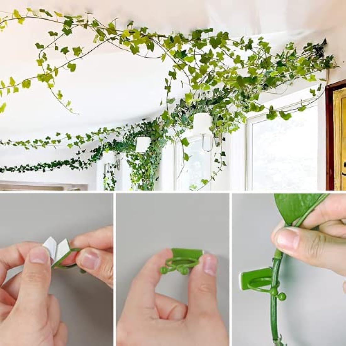 Ivy Artificial Garland Pack of 12 Green Fake Ivy Plants Ivy Vine for Garden Wedding Party Wall Decoration (2.2 m, with 12 Pieces Plant Clips, 30 m Cable Ties)