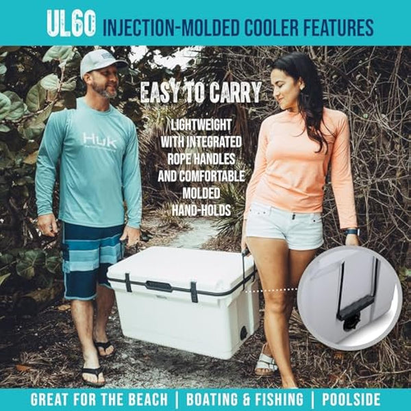 ENGEL Ultra-Light 56.8 L Cooler Box - Injection Molded Cool Box Large Enough for 80 Cans, Keeps Ice up to 7 Days, Camping Cooler Suitable for Picnics, Festivals, Beach & Travel, 75 x 45.7 x 43.2 CM