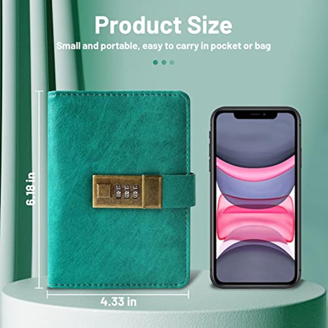 WEMATE Password Book with Lock, Password Book with Alphabetical Tabs 600+ Password Spaces, Password Organizer Logbook with Lock,Password Keeper for Computer & Website Logins 4.33 x 6.18 Inch Green