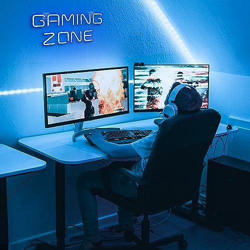 ineonlife Gaming Zone Neon Light Sign Blue LED Gaming Neon Sign for Wall Decor Letter Gaming Light for Game Room, Game Zone, Man Cave, Gifts for Gamers, Boys, Men