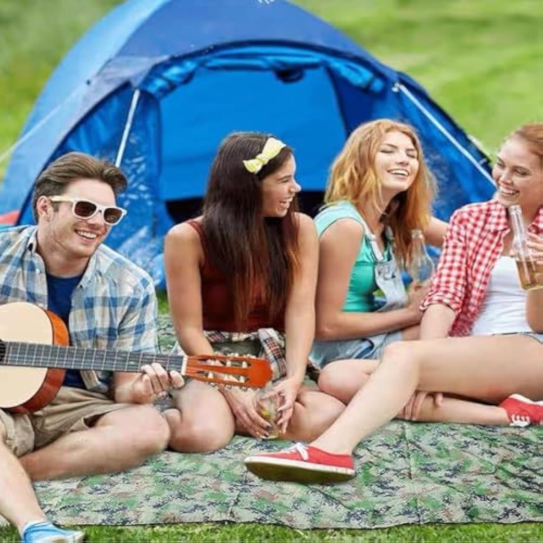 Azarxis Hammock Camping Tarp Rain Fly, Waterproof Tent Footprint Shelter Canopy Sunshade Cloth Picnic Mat for Outdoor Awning Hiking Beach Backpacking - Included Guy Lines & Stakes (Camouflage)