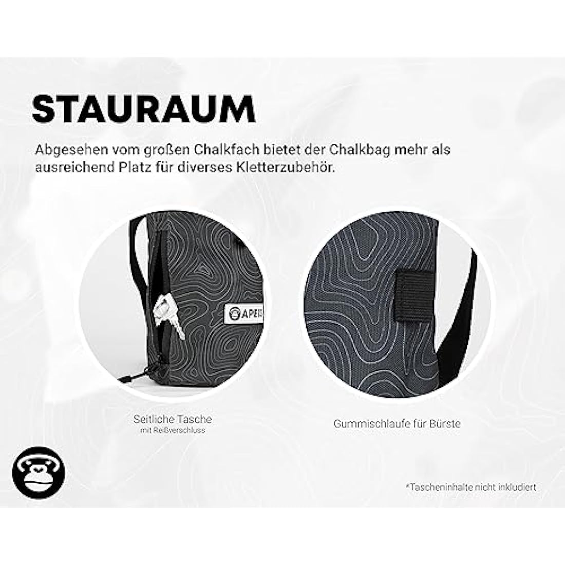APE13® Chalk Bag zum Klettern und Bouldern (als Set & Einzeln) - inkl. Gurtband, Tasche, Halter für Bürste - Boulder Beutel für Magnesium - Kletter Chalkbag groß für Kalk/Kreide/Magnesia
