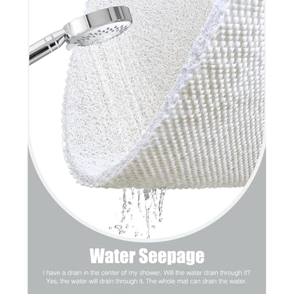 Loofah Mats for Shower, Non Slip Soft Textured Bath, Bathtub Mat with Drain, Phthalate Free, Quick Drying, Soft Comfort Bathroom Mats for Wet Areas (40x100CM, C-White)