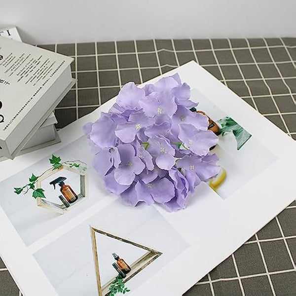 FagusHome 30 Pcs Silk Hydrangea Heads Artificial Flowers Heads and Stems Fake Hydrangea Flowers for Home Wedding Decor (Light Purple)