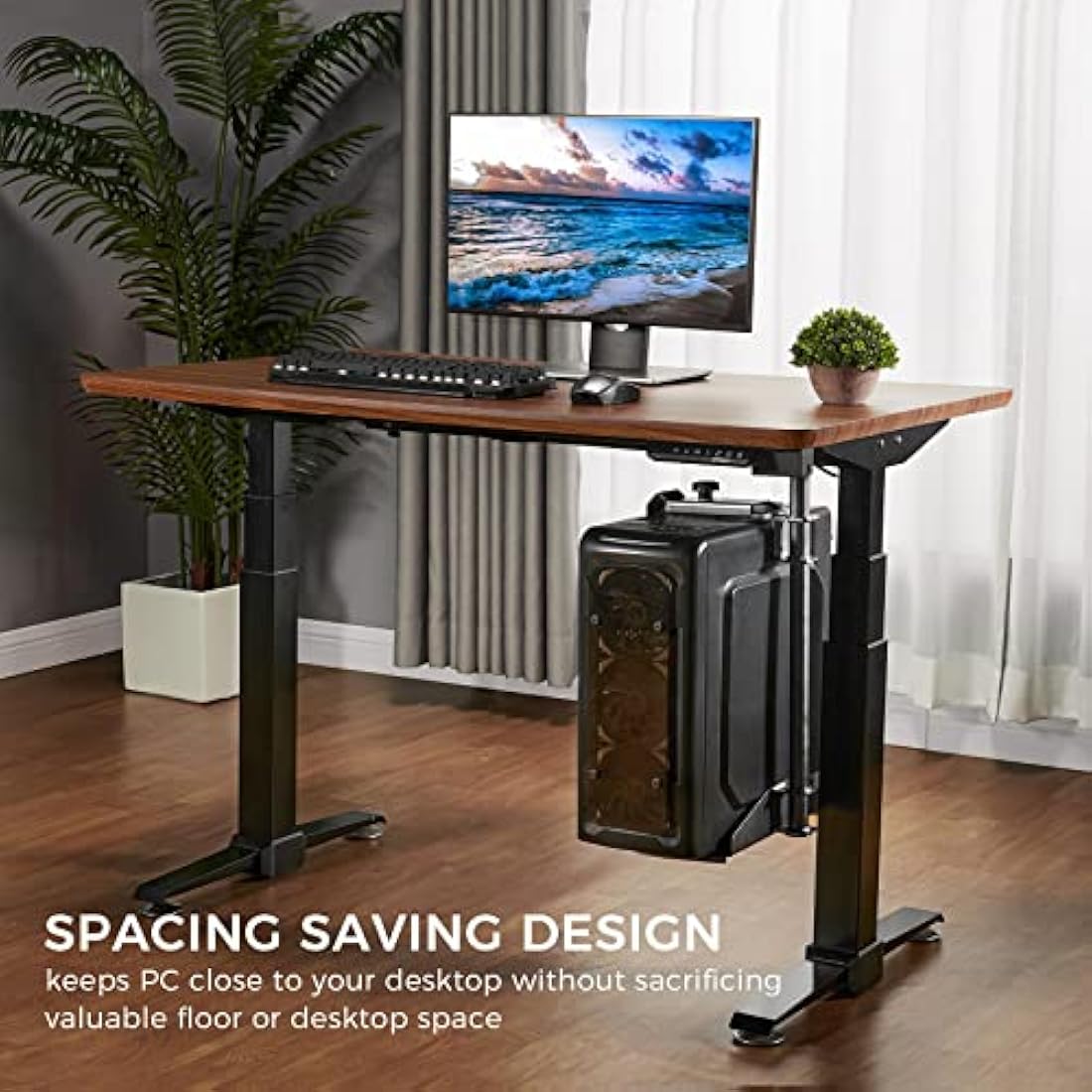 EUREKA ERGONOMIC Under Desk PC Mount, Computer Tower Holder 360° Swivel Height & Width Adjustable, CPU Holder Holds up to 20kg, Fits Most Computer Tower, Black