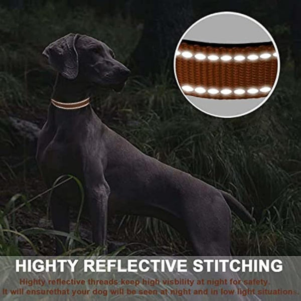 Dog Collar, Reflective Adjustable Basic Dog Collar with Soft Neoprene Padding, Durable Nylon Pet Collars for Puppy Medium Dogs