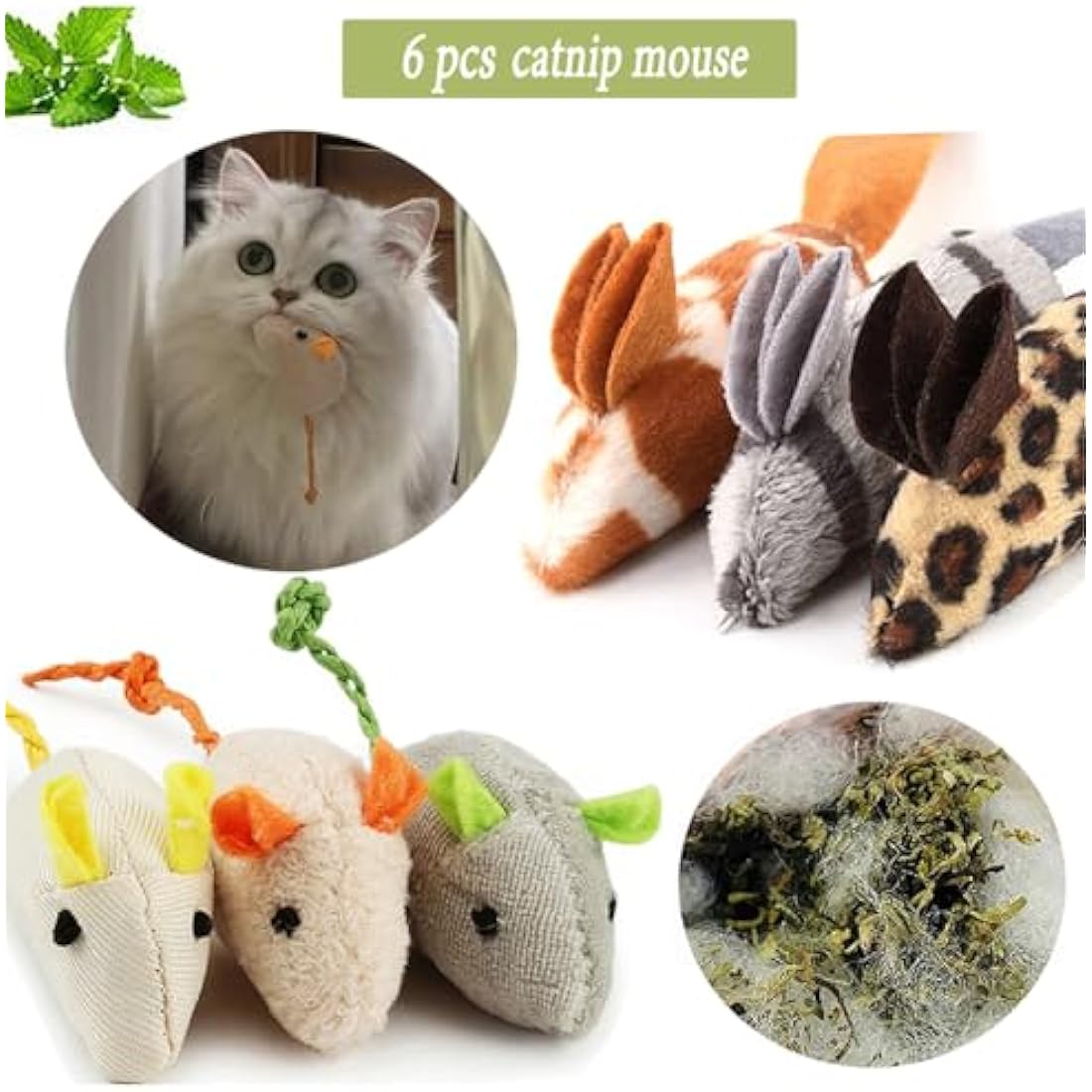 winbarry Cat Toys，Catnip Mouse Toys，Catnip Sticks For Cats，36Pcs Catnip Toys for Cat Playing Chewing Teeth Cleaning