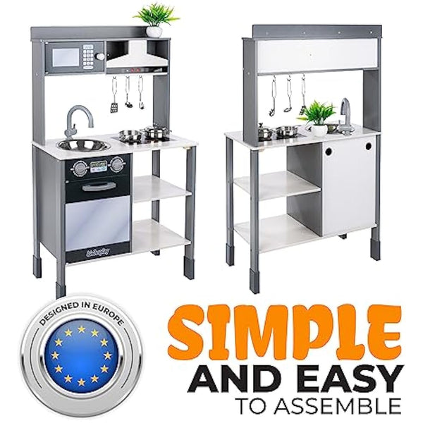 Green series Kinderplay Toy Kitchen | Kids Play Kitchen - Modern Kids Kitchen | Beautiful Wooden Kitchen | Kitchen Kids | Toddler Kitchen | Kitchen Toy | Children Wooden Play Kitchen, model GS0062