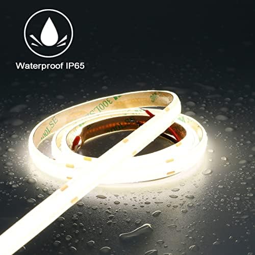 TOPAI 10M COB LED Strip Daylight White Waterproof, 24V LED Strip Lights 5000K, Outdoor IP65, CRI>93 Super Bright 7000Lm, 384LEDs/M Dotless Uniform LED Tape for Room Cabinet Home DIY Lighting Projects