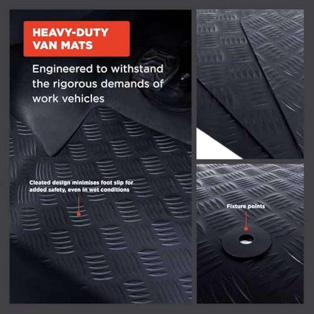 Toyota Hilux (2005-2011) Rubber Van Mats Accessories Tailored Fit Compatible Accessory Waterproof Protection Non-Slip Car Floor Mats 3mm Thick Full Coverage Durable Coverage with Clips