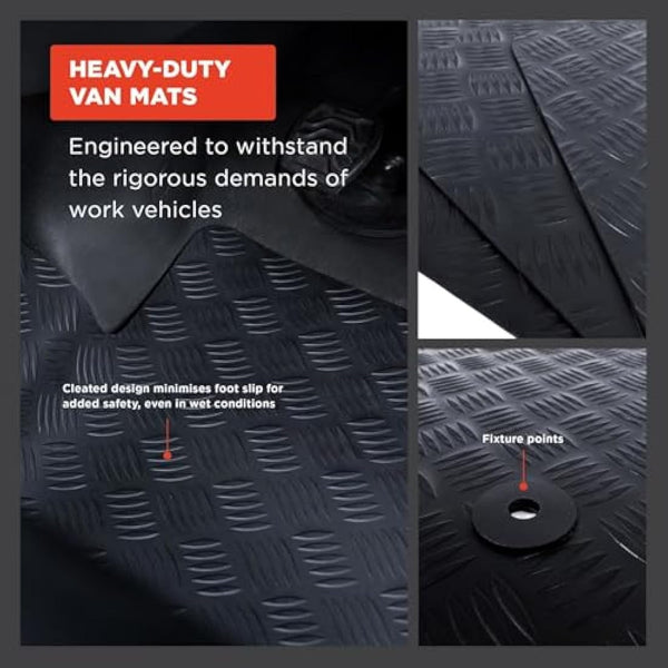 Toyota Hilux (2005-2011) Rubber Van Mats Accessories Tailored Fit Compatible Accessory Waterproof Protection Non-Slip Car Floor Mats 3mm Thick Full Coverage Durable Coverage with Clips