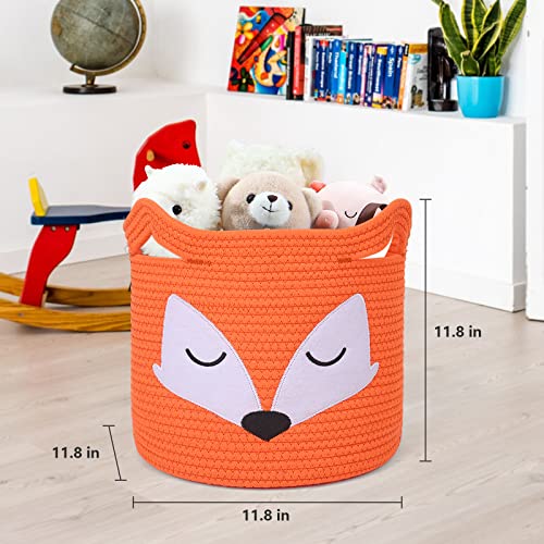 ACOHSY Storage Baskets Storage Boxes,Set of 30x30x30 CM Collapsible Laundry Baskets,Kallax Storage Unit,Toy Basket,Cute Animal Toy Storage Rope Basket