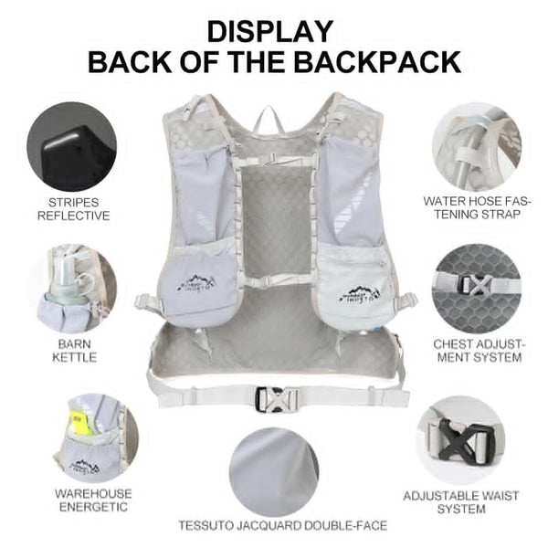 INOXTO running water bag vest backpack with1.5L water bladder hydration pack backpack suitable for running, cycling, mountain climbing, camping for