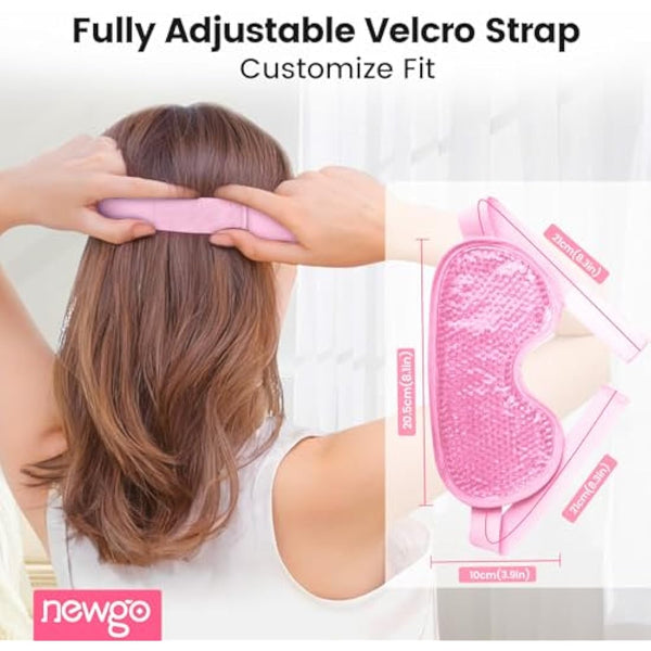 NEWGO Cooling Eye Mask for Puffy Eyes, Reusable Hot Cold Therapy Gel Cold Eye Mask for Migraine, Headache, Dark Circles, Dry Swollen Eyes, Sinus Pain-Light Pink