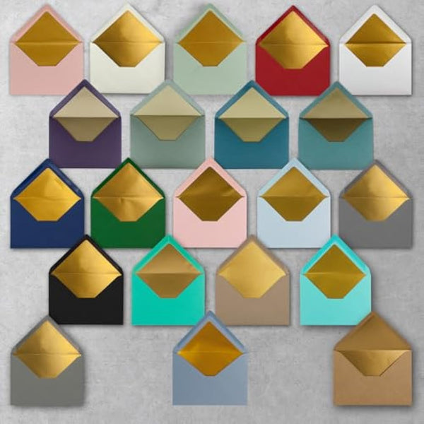 Envelopes DIN C6-114 x 162 mm â€“ 11.4 x 16.2 cm, wet adhesive, gold-silver metallic lining 100 Umschläge Kraftpapier Braun | Gold