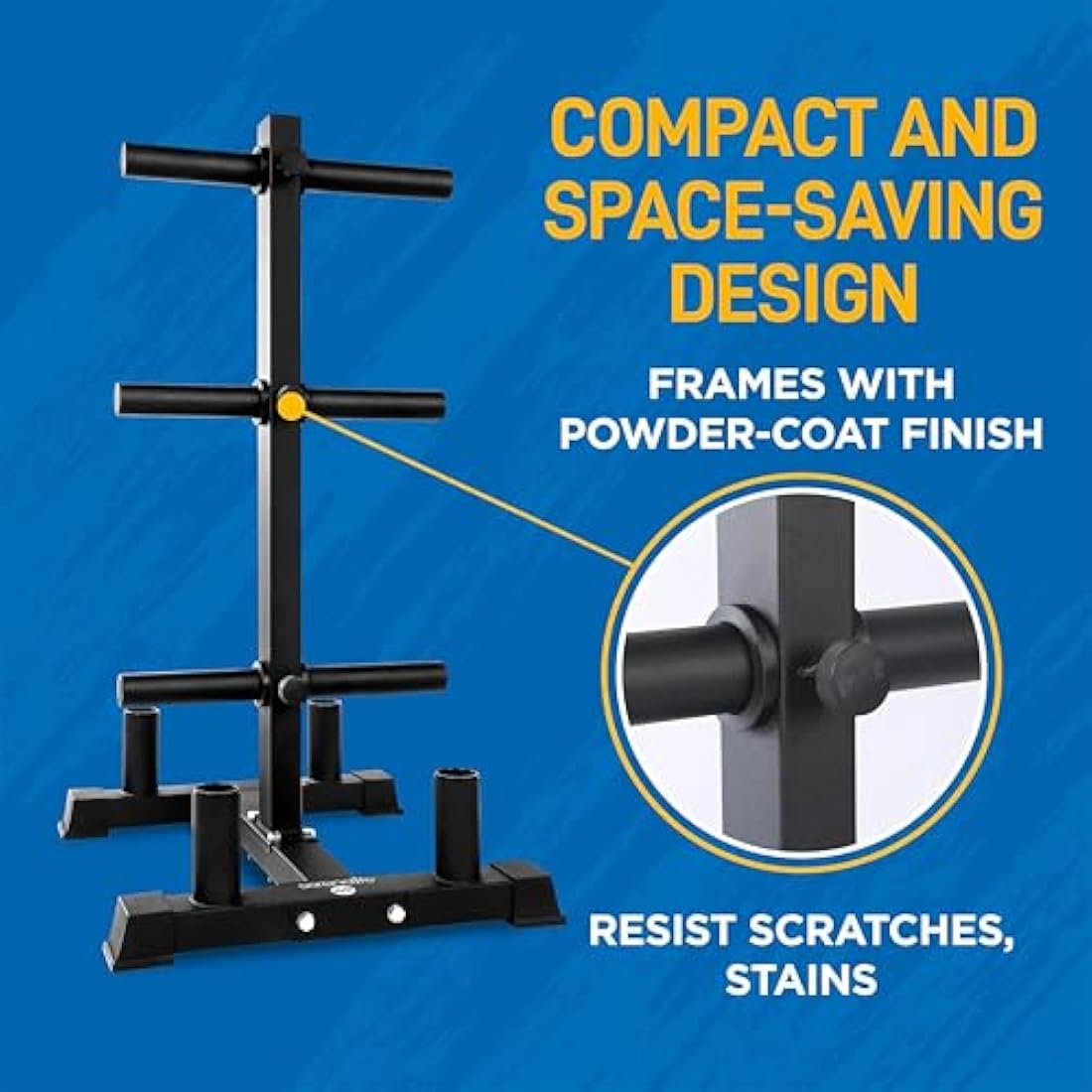 SereneLife Olympic Weight Plate Rack - 800 Pounds Capacity, Heavy Duty Gym Organizer, Scratch Resistant Frame, Powder-Coat Finish, Easy to Assemble, Compact & Space-Saving, Black