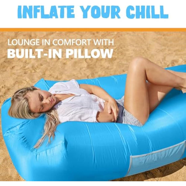 AlphaBeing Inflatable Lounger - Best Air Lounger Sofa for Camping, Hiking - Ideal Inflatable Couch for Pool and Festivals - Perfect Inflatable Beach Chair for Adults