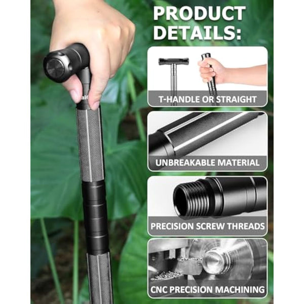 aiGear Tactical Stick/Trekking Poles | Aluminum Hiking Poles with Adjustable Height | 5/6/7/8 Tubes Trekking Poles | for Women Men Backpacking Outdoor Hiking Camping | Black