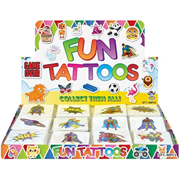 HENBRANDT 24 Pack of Superhero Temporary Tattoos for children Kids by Henbrandt- Party Goody Bag Fillers